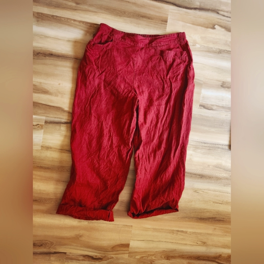 Euc Flax Linen Pants In Deep Rust (Sz M) - image 2